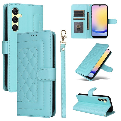 Samsung Galaxy A25 5G Diamond Lattice Leather Flip Phone Case - Mint Green