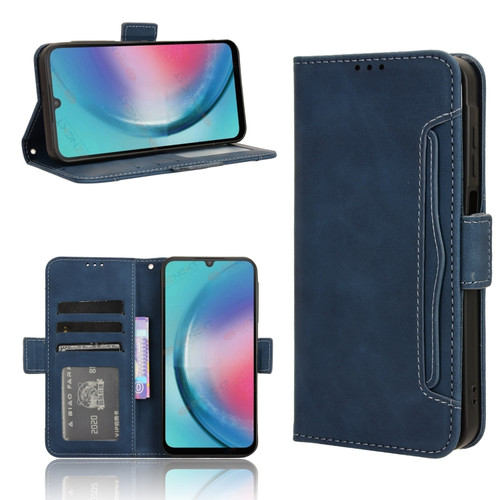 Samsung Galaxy A25 5G Global Skin Feel Calf Texture Card Slots Leather Phone Case - Blue