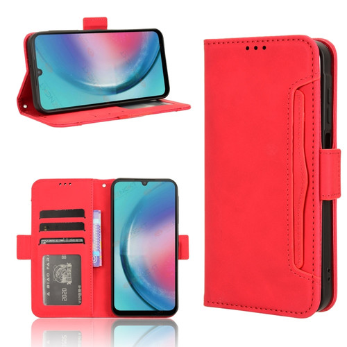 Samsung Galaxy A25 5G Global Skin Feel Calf Texture Card Slots Leather Phone Case - Red