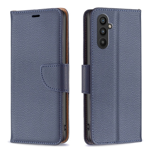 Samsung Galaxy A25 5G Litchi Texture Pure Color Flip Leather Phone Case - Blue