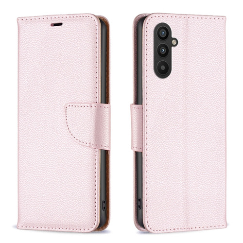 Samsung Galaxy A25 5G Litchi Texture Pure Color Flip Leather Phone Case - Rose Gold