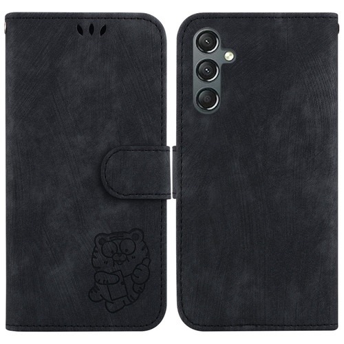 Samsung Galaxy A25 5G Little Tiger Embossed Leather Phone Case - Black