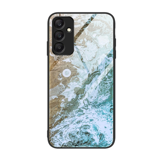 Samsung Galaxy A25 5G Marble Pattern Glass Protective Phone Case - Beach