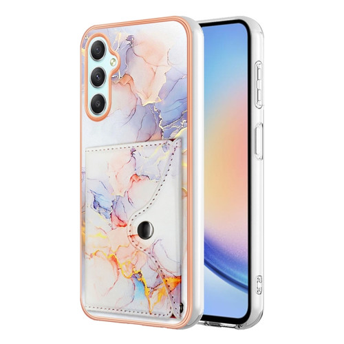 Samsung Galaxy A25 5G Marble Pattern IMD Card Slot Phone Case - Galaxy Marble White