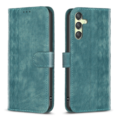 Samsung Galaxy A25 5G Plaid Embossed Leather Phone Case - Green