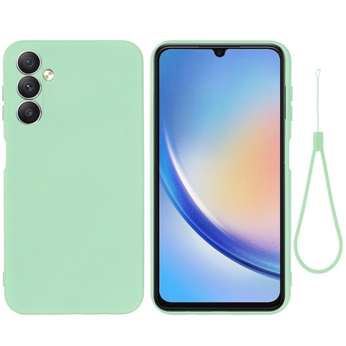 Samsung Galaxy A25 5G Pure Color Liquid Silicone Shockproof Phone Case - Green