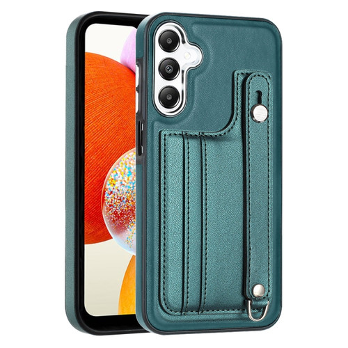 Samsung Galaxy A25 5G Shockproof Leather Phone Case with Wrist Strap - Green