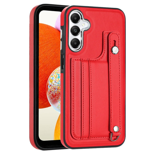 Samsung Galaxy A25 5G Shockproof Leather Phone Case with Wrist Strap - Red