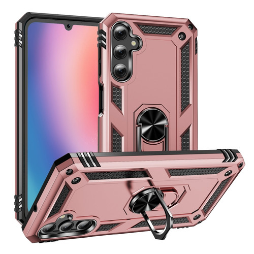 Samsung Galaxy A25 5G Shockproof TPU + PC Phone Case with Holder - Rose Gold