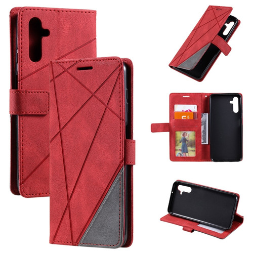 Samsung Galaxy A25 5G Skin Feel Splicing Leather Phone Case - Red