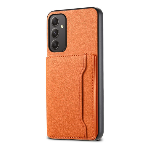 Samsung Galaxy A35 5G Calf Texture Card Bag Design Full Coverage Phone Case - Orange