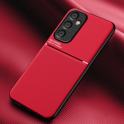 Samsung Galaxy A35 5G Classic Tilt Strip Grain Magnetic Shockproof PC + TPU Phone Case - Red