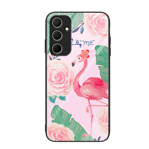 Samsung Galaxy A35 5G Colorful Painted Glass Phone Case - Flamingo