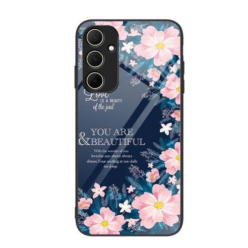 Samsung Galaxy A35 5G Colorful Painted Glass Phone Case - Flower