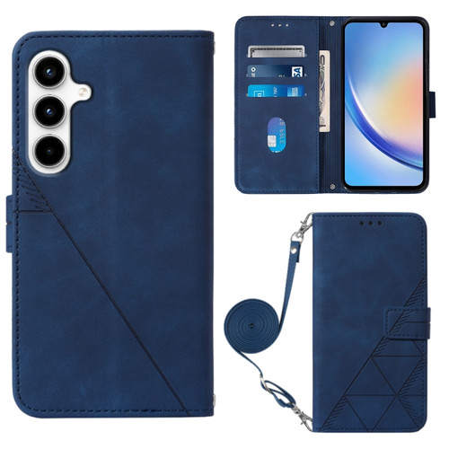 Samsung Galaxy A35 5G Crossbody 3D Embossed Flip Leather Phone Case - Blue