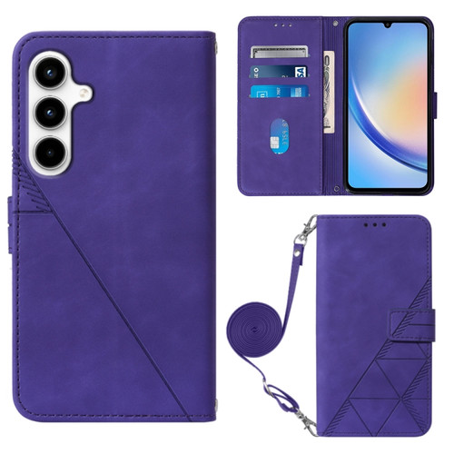 Samsung Galaxy A35 5G Crossbody 3D Embossed Flip Leather Phone Case - Purple