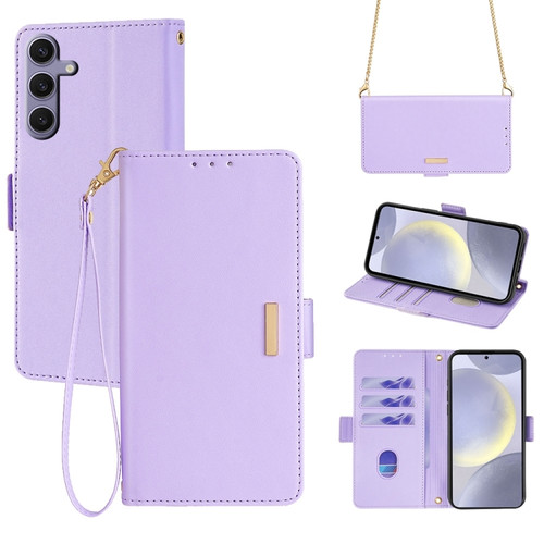 Samsung Galaxy A35 5G Crossbody Chain Leather Phone Case - Purple
