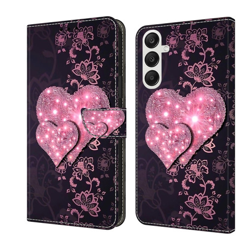 Samsung Galaxy A35 5G Crystal 3D Shockproof Protective Leather Phone Case - Lace Love