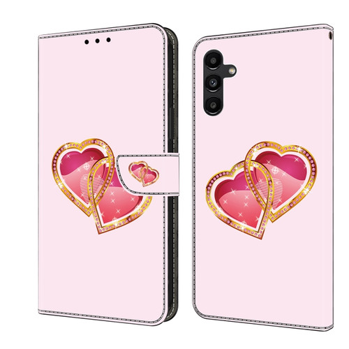 Samsung Galaxy A35 5G Crystal Painted Leather Phone case - Love Peach