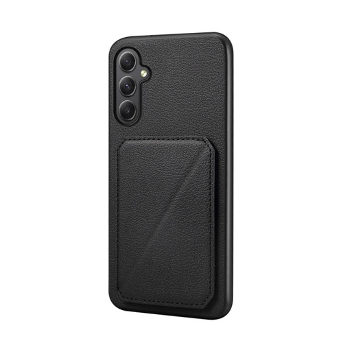 Samsung Galaxy A35 5G D04 Calf Texture Dual Card Slot Holder Phone Case - Black