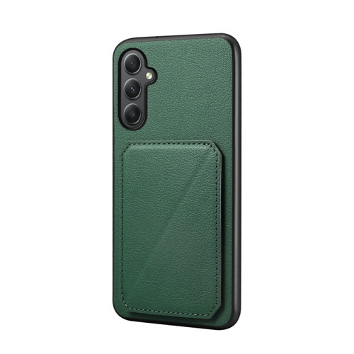 Samsung Galaxy A35 5G D04 Calf Texture Dual Card Slot Holder Phone Case - Green