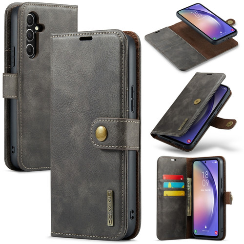 Samsung Galaxy A35 5G DG.MING Crazy Horse Texture Detachable Magnetic Leather Case - Grey