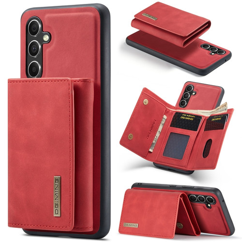 Samsung Galaxy A35 5G DG.MING M1 Series 3-Fold Multi Card Wallet + Magnetic Phone Case - Red