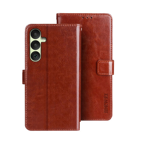 Samsung Galaxy A35 5G idewei Crazy Horse Texture Leather Phone Case - Brown