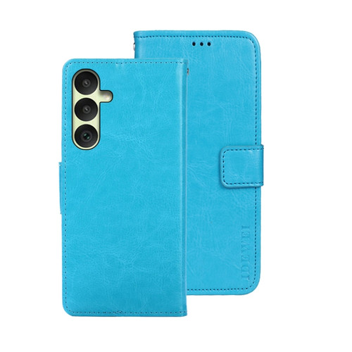 Samsung Galaxy A35 5G idewei Crazy Horse Texture Leather Phone Case - Sky Blue