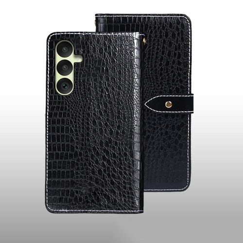 Samsung Galaxy A35 5G idewei Crocodile Texture Leather Phone Case - Black