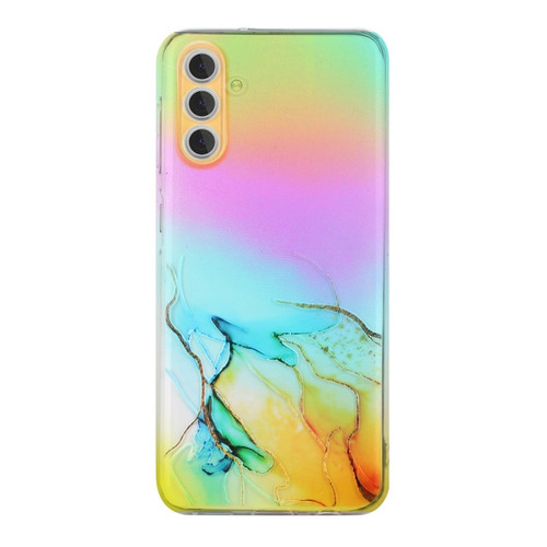 Samsung Galaxy A35 5G Laser Marble Pattern Clear TPU Protective Phone Case - Yellow