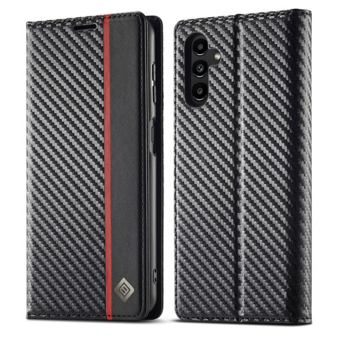 Samsung Galaxy A35 5G LC.IMEEKE Carbon Fiber Leather Phone Case - Vertical Black