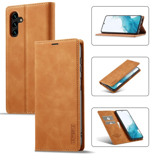 Samsung Galaxy A35 5G LC.IMEEKE Strong Magnetism Microfiber Leather Phone Case - Brown