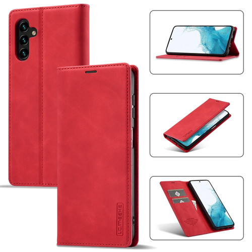 Samsung Galaxy A35 5G LC.IMEEKE Strong Magnetism Microfiber Leather Phone Case - Red