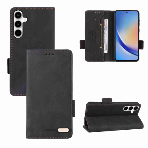 Samsung Galaxy A35 5G Magnetic Clasp Leather Phone Case - Black
