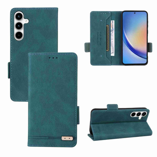 Samsung Galaxy A35 5G Magnetic Clasp Leather Phone Case - Green