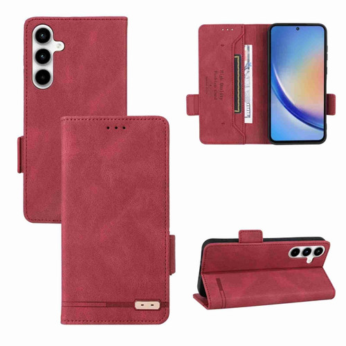Samsung Galaxy A35 5G Magnetic Clasp Leather Phone Case - Red