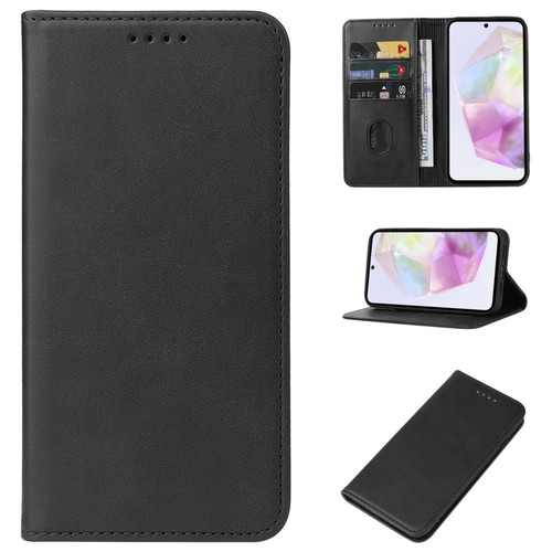 Samsung Galaxy A35 5G Magnetic Closure Leather Phone Case - Black