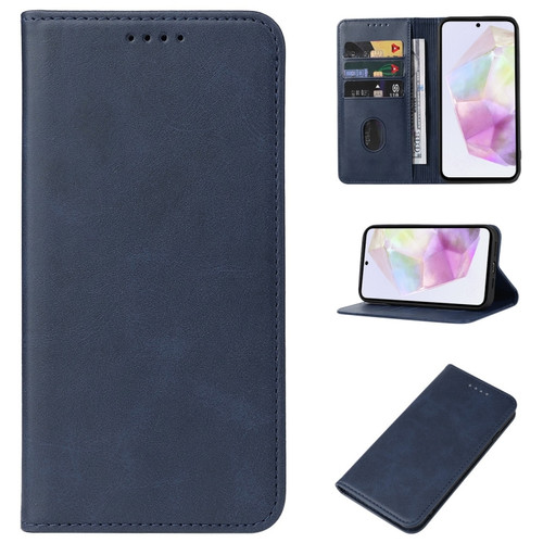 Samsung Galaxy A35 5G Magnetic Closure Leather Phone Case - Blue