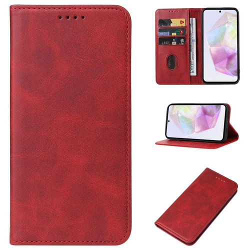 Samsung Galaxy A35 5G Magnetic Closure Leather Phone Case - Red