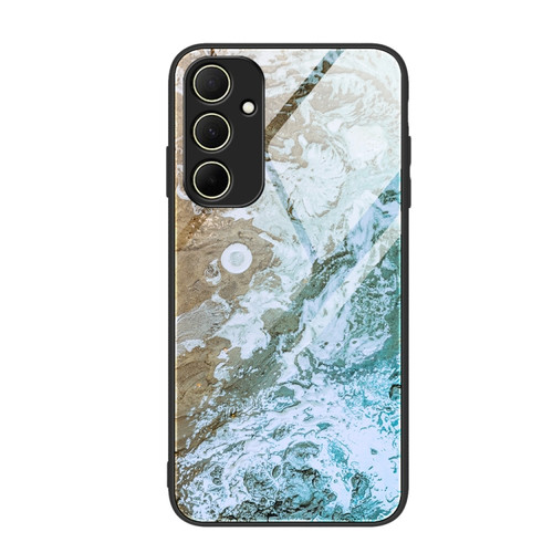 Samsung Galaxy A35 5G Marble Pattern Glass Protective Phone Case - Beach
