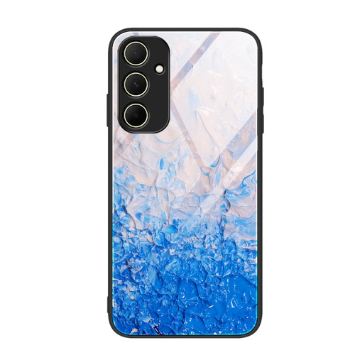 Samsung Galaxy A35 5G Marble Pattern Glass Protective Phone Case - Ocean Waves
