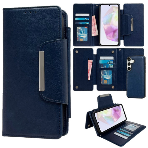 Samsung Galaxy A35 5G Multifunctional 7-Card Wallet Leather Phone Case - Royal Blue