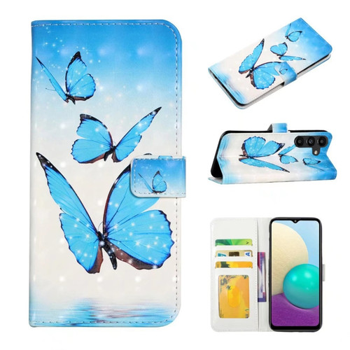 Samsung Galaxy A35 5G Oil Embossed 3D Drawing Leather Phone Case - 3 Butterflies