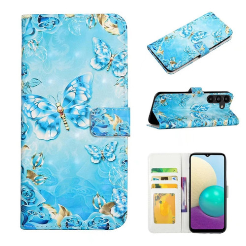 Samsung Galaxy A35 5G Oil Embossed 3D Drawing Leather Phone Case - Blue Butterflies
