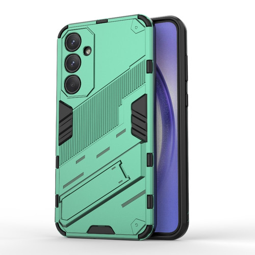 Samsung Galaxy A35 5G Punk Armor 2 in 1 PC + TPU Shockproof Phone Case with Invisible Holder - Green
