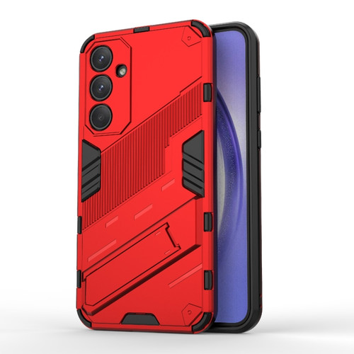 Samsung Galaxy A35 5G Punk Armor 2 in 1 PC + TPU Shockproof Phone Case with Invisible Holder - Red