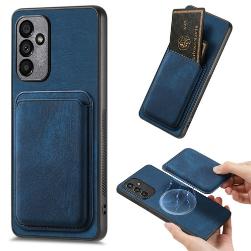 Samsung Galaxy A35 5G Retro Leather Card Bag Magnetic Phone Case - Blue