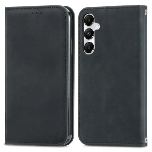 Samsung Galaxy A35 5G Retro Skin Feel Magnetic Leather Phone Case - Black