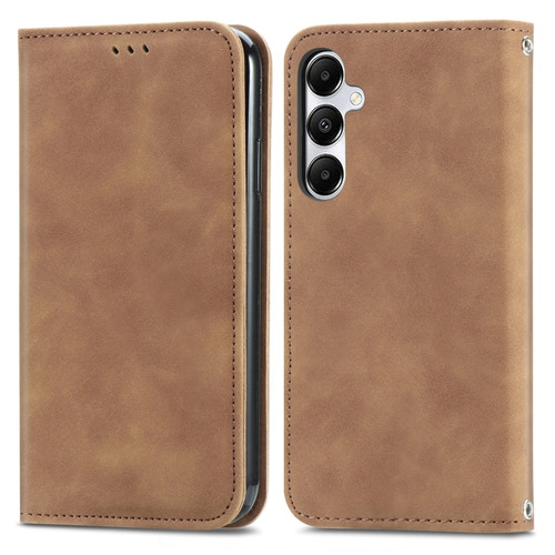 Samsung Galaxy A35 5G Retro Skin Feel Magnetic Leather Phone Case - Brown